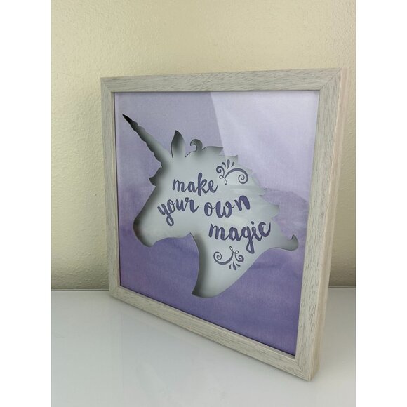 Unicorn Purple Make Your Own Magic Framed Art New View Gifts Girls Room Girly - Picture 3 of 13